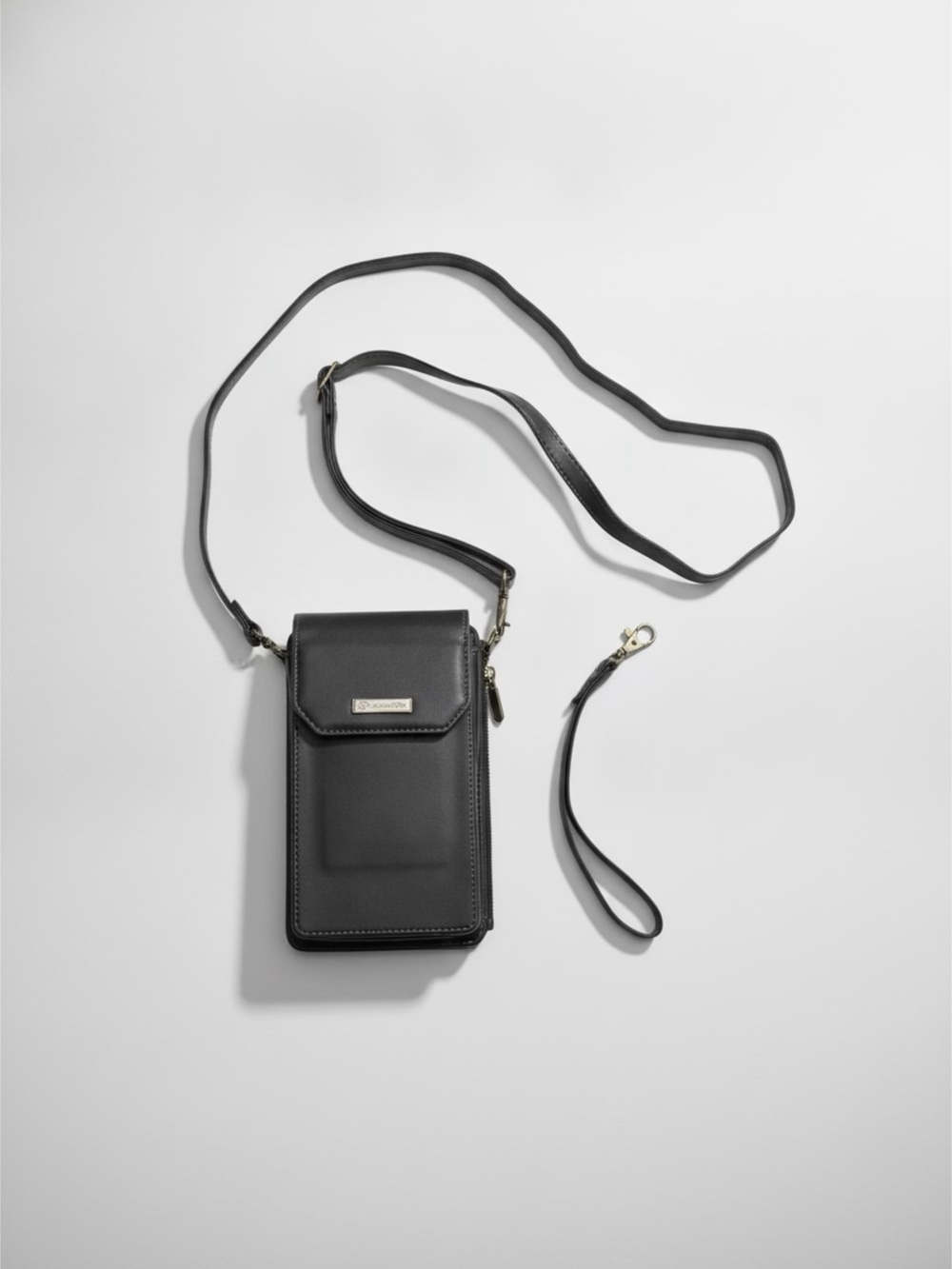 Black Crossbody Phone Bag with Removable Wristlet